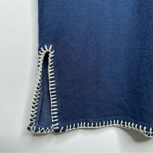 Monrow Revolve Navy Super Soft Blanket Stitch Casual Shirt Dress Size Small Blue