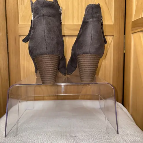 Bella Marie Brown Ankle Booties with Stacked Heel