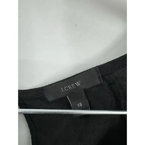 J. Crew Romper Women XS Black Linen Lyocell Blend Scalloped Minimalist Modern