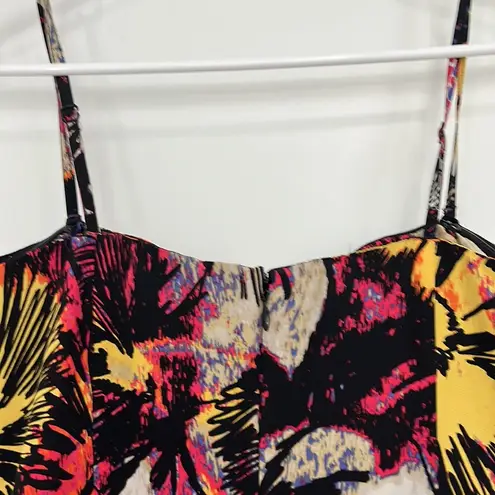 Plenty By Tracy Reese Anthro Silk Size 4 Black, Pink, Floral Strapless Dress