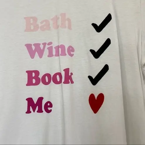 Halogen  Women’s Bath Wine Book Me Graphic Short Sleeve Tee White Size Large NWT