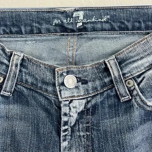 7 For All Mankind  jeans 28 bootcut denim distressed raw hem flare western pants