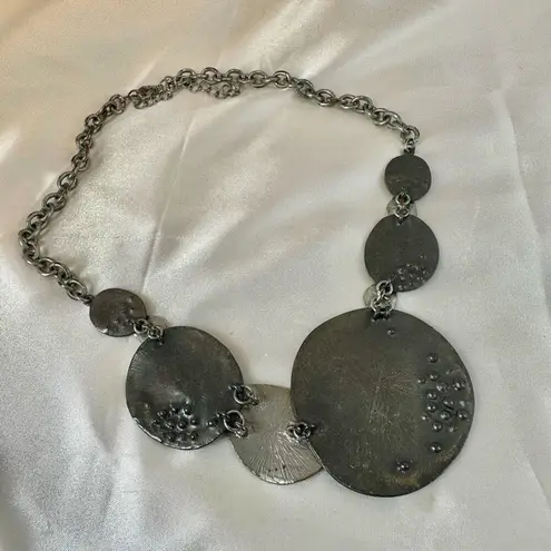Grey modern circle statement necklace Gray