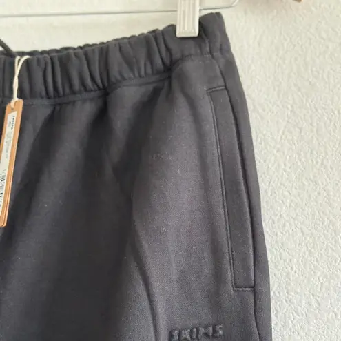 SKIMS Cotton Fleece Classic Straight Leg Pant in Onyx, Size X-Small