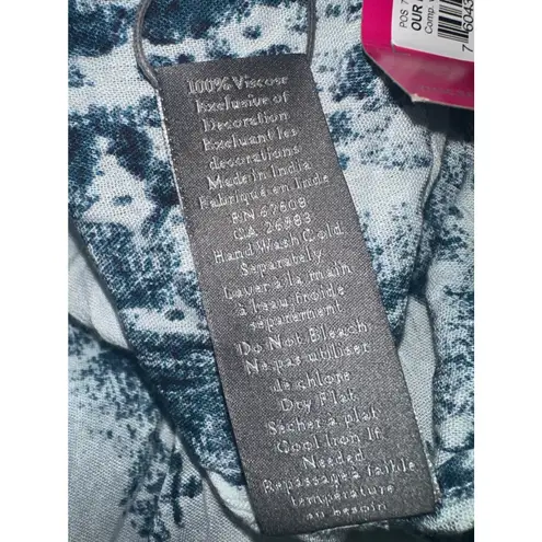 Vince Camuto  Blue‎ White Tie Dye Tassel Kimono Cover Up Beach Pool Resort