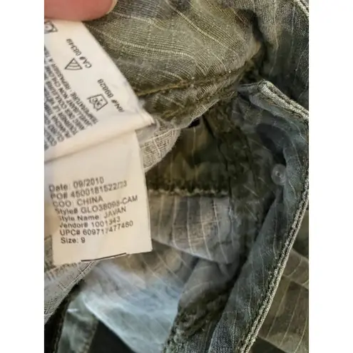 Camo Capri Pants Womens 31x20 Green Camoflauge Crop Cinch Leg Tag 9 GLO Jeans Size undefined