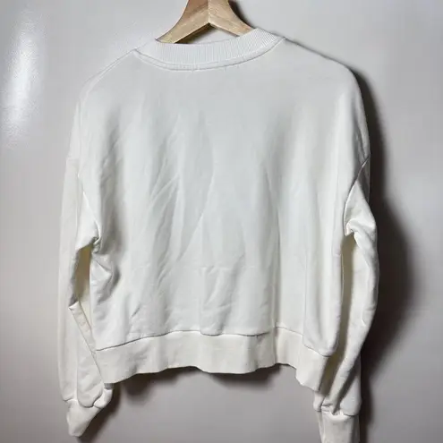 GB Fashion Sweatshirt Womens Lg Hamptons Cropped Sporty Tenniscore Cute White