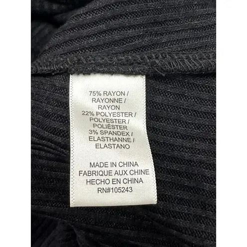 Bobeau Ribbed Knit Classic Midi Skirt Pull-On Elastic Waist Black W Medium NWOT