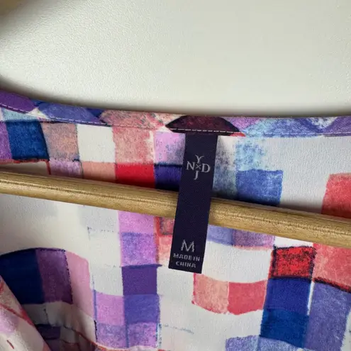 NYDJ Geometric Tunic Top Medium Multicolor 3/4 Sleeve Lightweight Office Bold