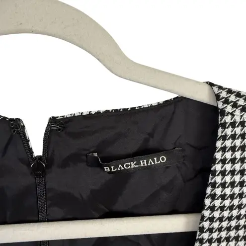 Black Halo Black White Houndstooth Dress Square Neck Pinup Rockabilly Womens 10