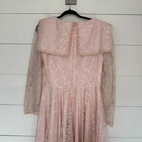 Gunne Sax Jessica McClintock 80s Floral Lace Prairie Dress