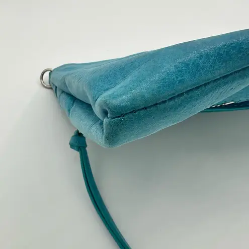 Botkier Trigger Crossbody in Teal Leather Silver Hardware Tassels Studded