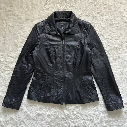 Avanti Jacket Genuine Leather Full Zip Up Collared Vintage Black S