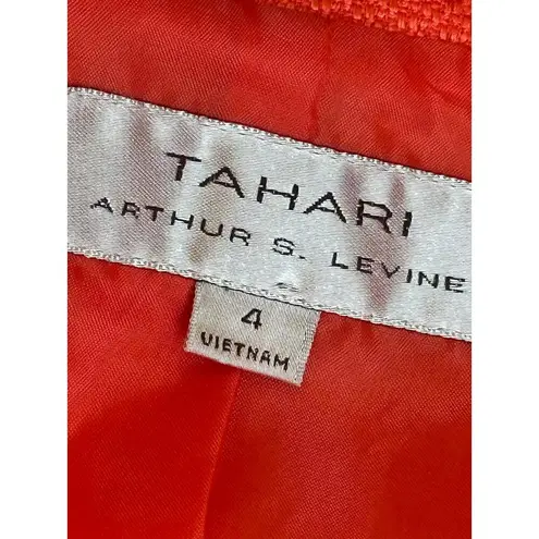 Tahari ASL Double Breasted Blazer w/ Belted Cuffs & Gold Buttons Orange Red SZ.4