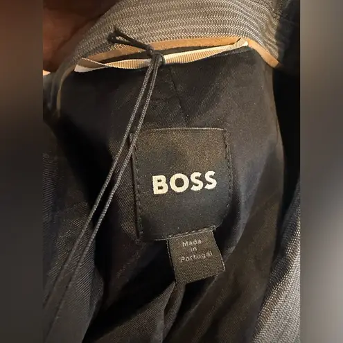 Hugo Boss Jabielle Pinstripe Wool Double Breasted Blazer Gray. Womens size 4