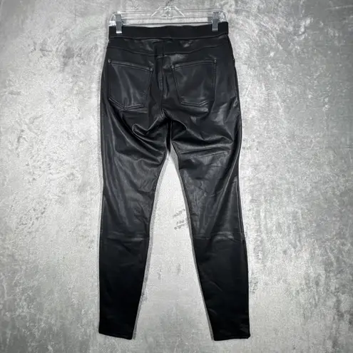 Hue Pants Womens Small Black Leatherette Leggings Faux Vegan Leather Gothic Punk