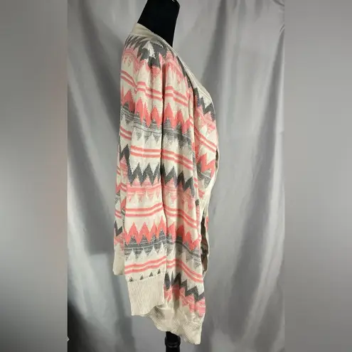 Aeropostale  Women’s Open Front Aztec Asymmetrical Cardigan Sweater Sz L EUC