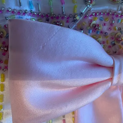 Anna Scott Fluffy Satin Tulle Beaded Prom Dress Pink Size 4