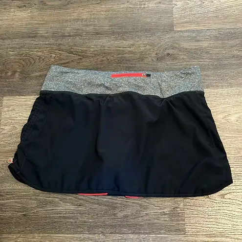 MPG Black & Gray Athletic Skort with Red & Black Striped Shorts Small