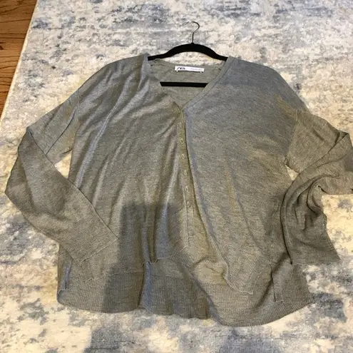 ZARA grey v neck cardigan