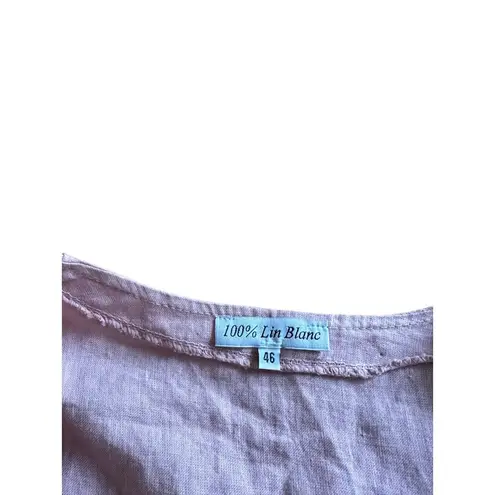 Lin Blanc 100% Linen Pink Floral Embellished Long Dress Lagenlook