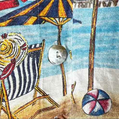 Vintage Y2K Go Nutz Beach Print Cotton Button Up T