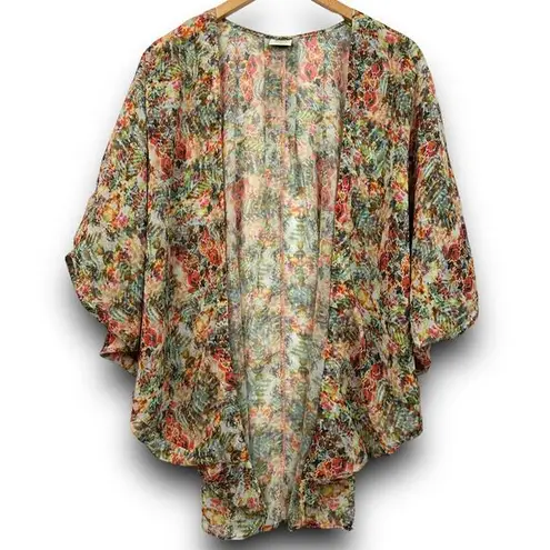Malai Swimwear Lightweight Kimono Coverup Open Cardigan Abstract Floral Size S/M Size M