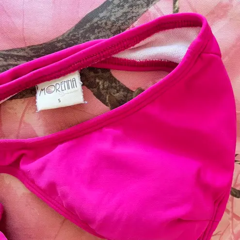 y2k vintage 2000s hot pink halter wrap bikini top