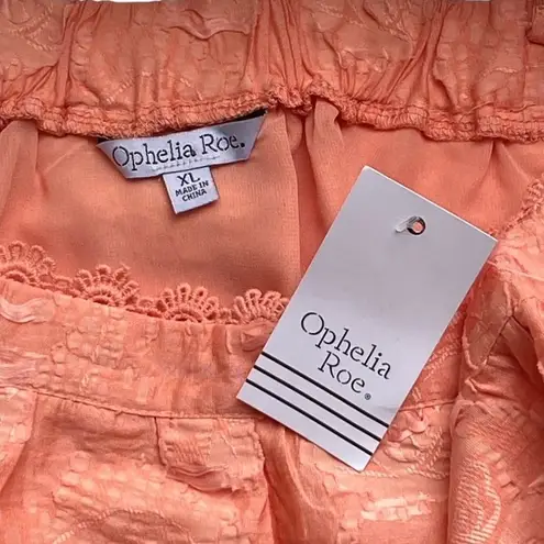 Ophelia Roe NWT ~ Peach Orange Smocked Babydoll Boho Halter Top ~ Women's XL