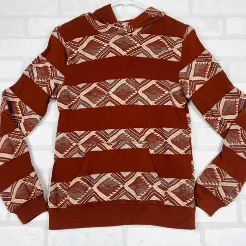 Rank 45 Summit Aztec Hoodie Women's XS Black Pullover Sweatshirt Western Hoodie Brown