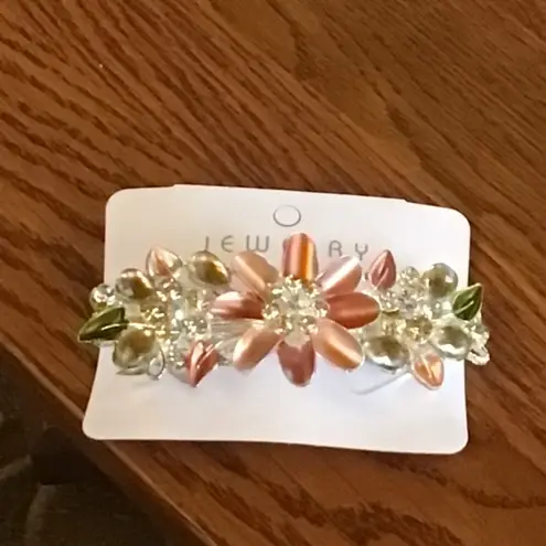 Stunning Womens Barrette Floral Design 3.2 “l x 1.5” w Orange