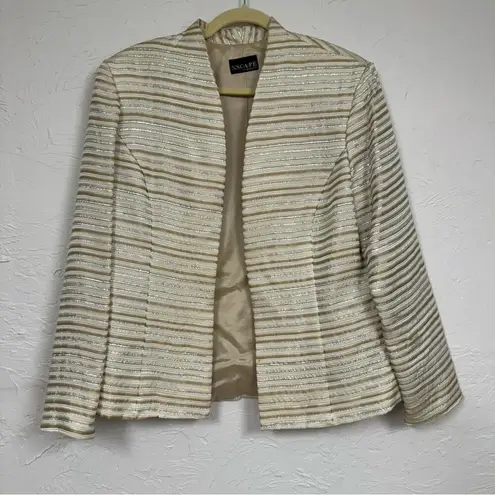 XScape Gold Striped Blazer Jacket With Shell Womens 14 Set Formal Dressy