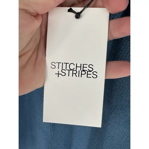 Revolve Stitches & Stripes Eva Half Zip Ribbed Sweater Sweatshirt Size XL Blue