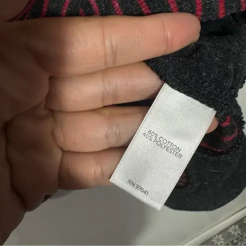 New J. Jill Fleece Striped Dark Gray & Red Long Sleeves Size XS