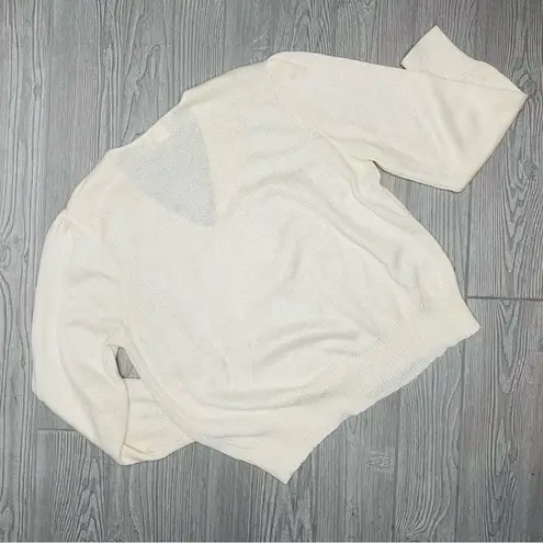 Vintage vivanti white and gold beaded 40s Style Gold Bow Sweater shirt medium