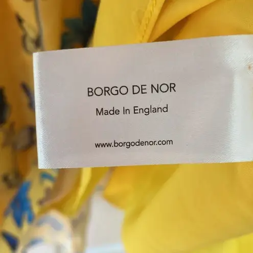 Borgo De Nor Iris Yellow Floral Print High Low Dress Butterfly Print Size 6