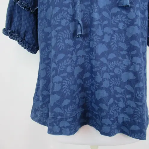 Faherty Bodhi Floral Raglan Sleeve Ruffle Top Women’s Size Small