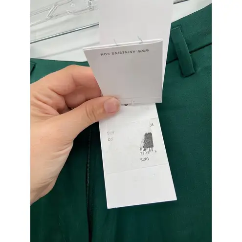ANINE BING Emerald Green Classic Straight Leg Silk Pants Size 38 NWT