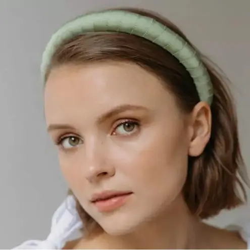 Jennifer Behr Attica made in New York silk grosgrain headband in sage green
