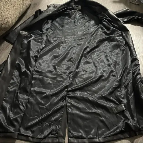 NA-KD Misslibell x Black Faux Leather Tie Waist Trench Coat Size 38