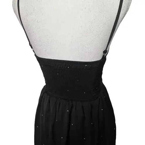 Talula Womens Black Fit & Flare Sleeveless Short Dress Polka Dots Smocked Size 0