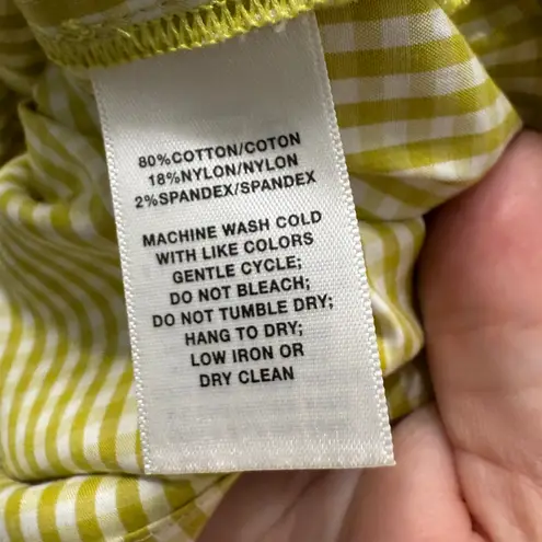 LaFayette 148 New York Paige Ithaca Gingham Mini Check Blouse Mustard Small Yellow