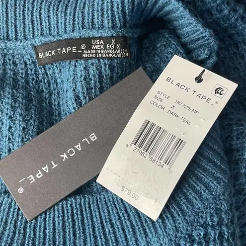 Black Tape SZ X Sweater Dolman Sleeve Chunky Knit Crew Neck Oversized Teal Blue