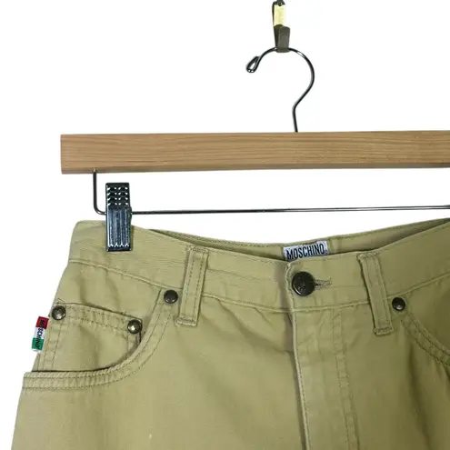 Moschino Vintage Jeans Pants Womens 29 Khaki 100% Cotton Heart Peace Y2K Rigid