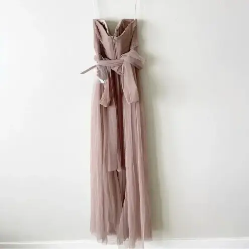 Birdy Grey  Christina Convertible Bridesmaid Dress in Tulle Sandy Taupe S NWT