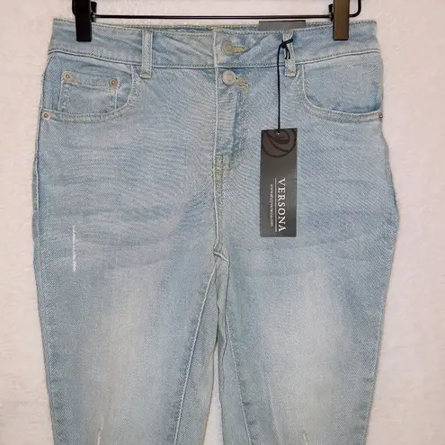 Versona NWT Light Wash Denim Distressed High Rise Modern Skinny Jeans size 0