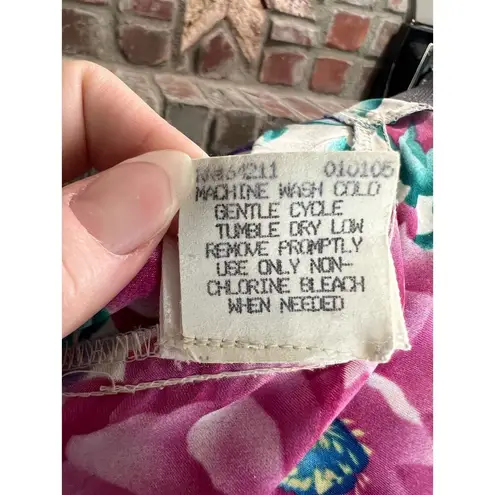 Adonna robe satin floral purple teal pink