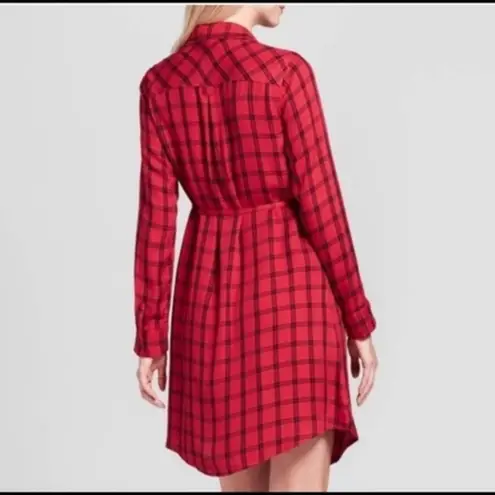 Ingrid and Isabel Red & Black Maternity Plaid Dress/Top “Shacket” Collared Size undefined