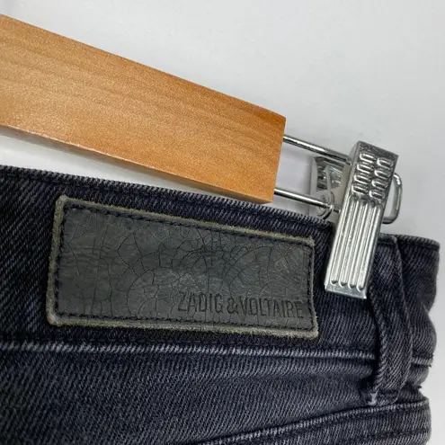 Zadig & Voltaire Black Bird Space Planet Embroidered Denim Shorts Womens Size 36