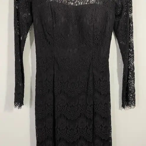 Betsy and Adam Betsy Adams Black Lace Overlay Mermaid Maxi Dress Size 4 Morticia Addams